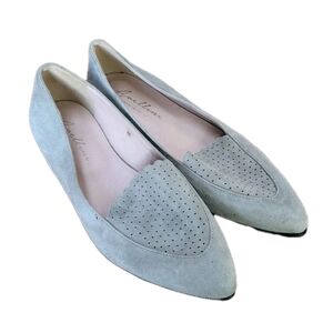 Avellini Italy Ballet Flats Pointed Toe Suede Leather Gray Size 7.5 Europe 38